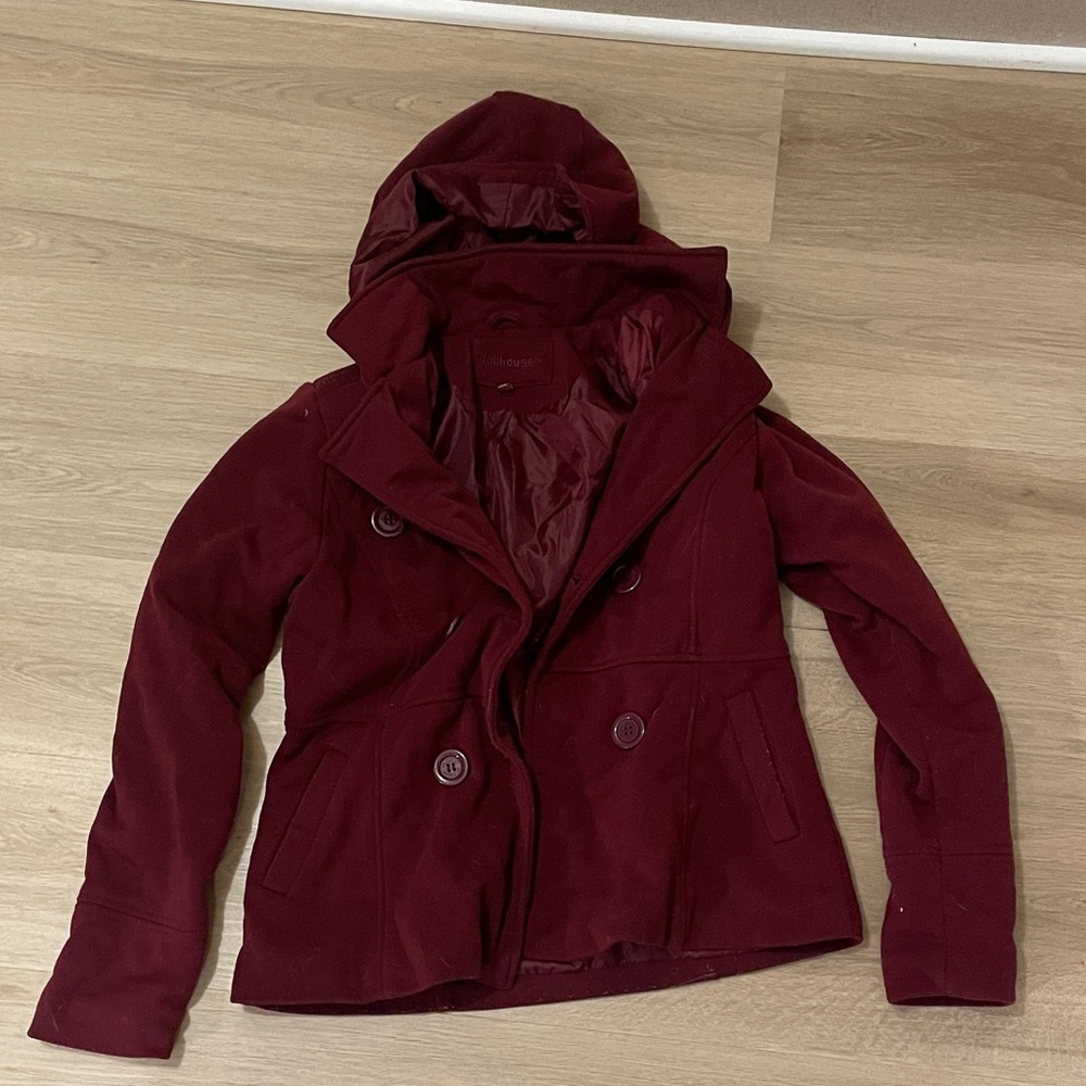 Dollhouse Burgundy Pea Coat